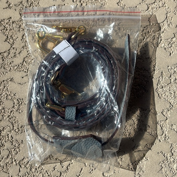 Light Blue Leather Handbag Satchel Gold Tone Hardware Double Handles NEW - Picture 5 of 13